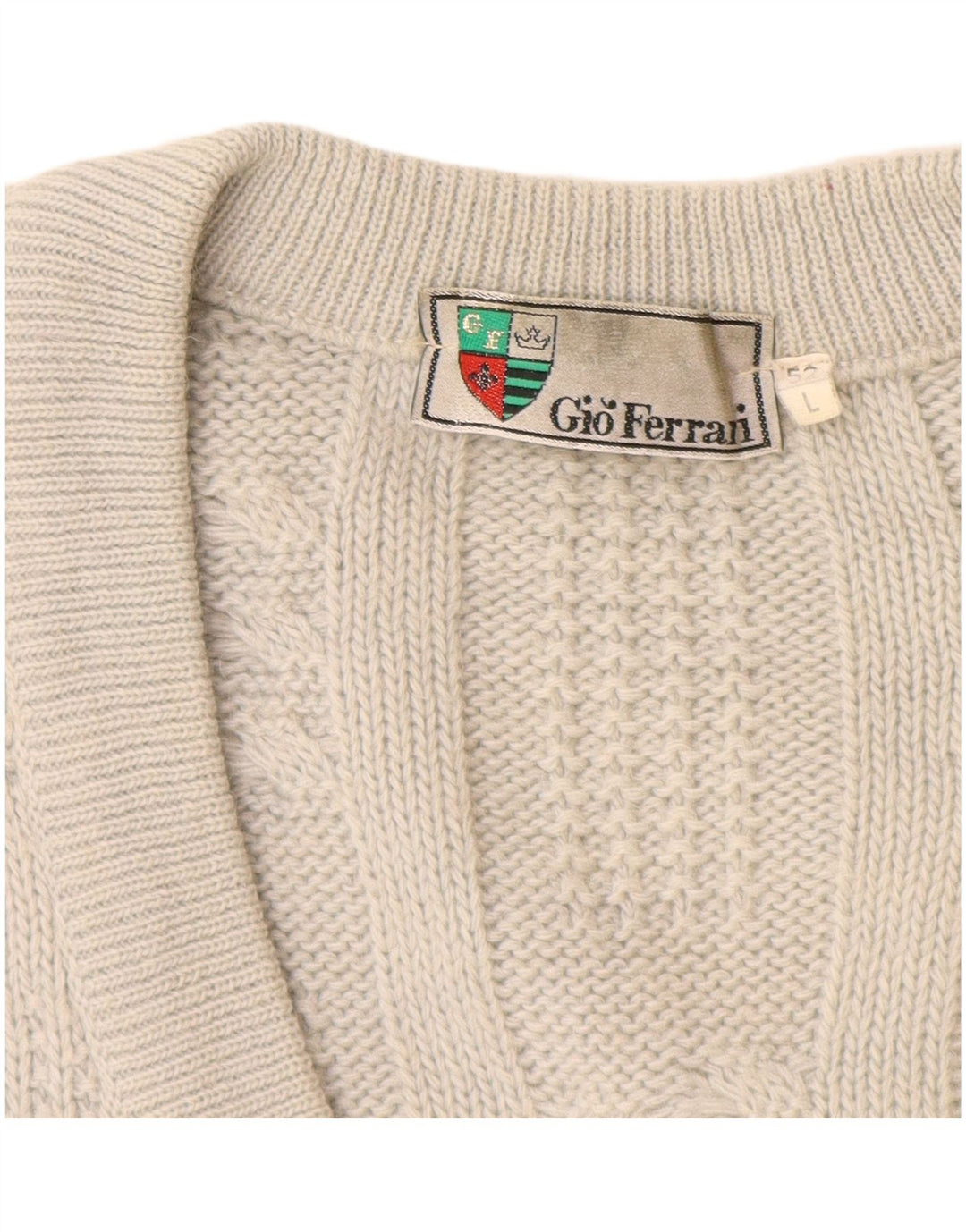 GIO FERRARI Muški kardigan pulover IT 52 Large Off White Alpaca Wool