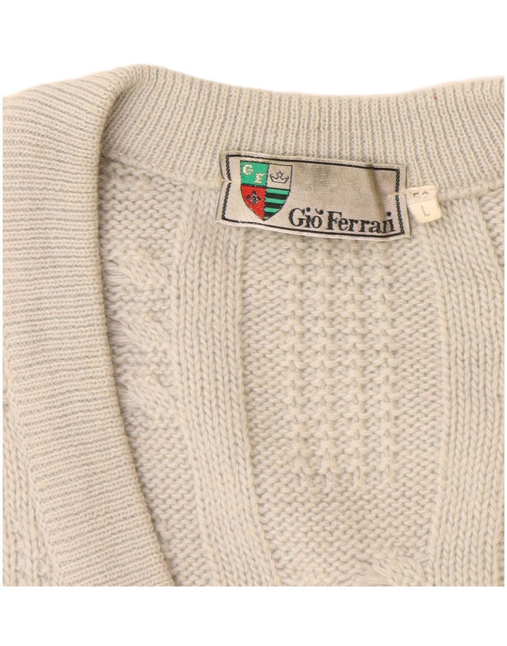 GIO FERRARI Muški kardigan pulover IT 52 Large Off White Alpaca Wool