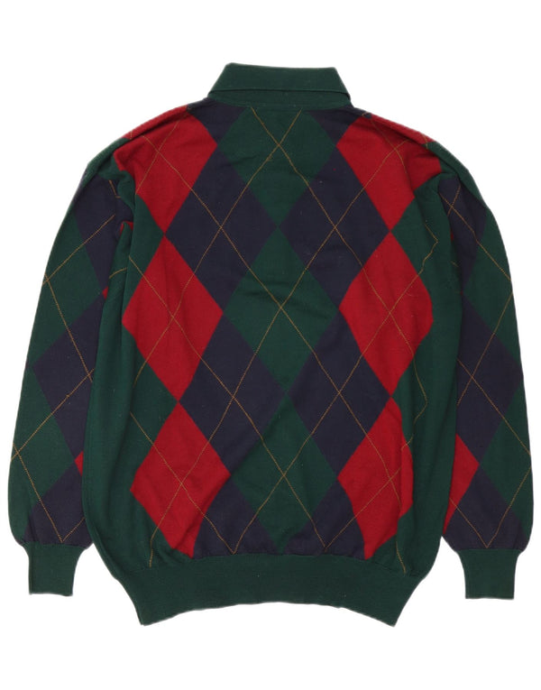 Sky & Eagle muški pulover s polo izrezom Veliki zeleni Argyle/Diamond