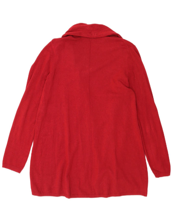 Zara ženski dugi otvoreni kardigan pulover UK 14 Large Burgundy