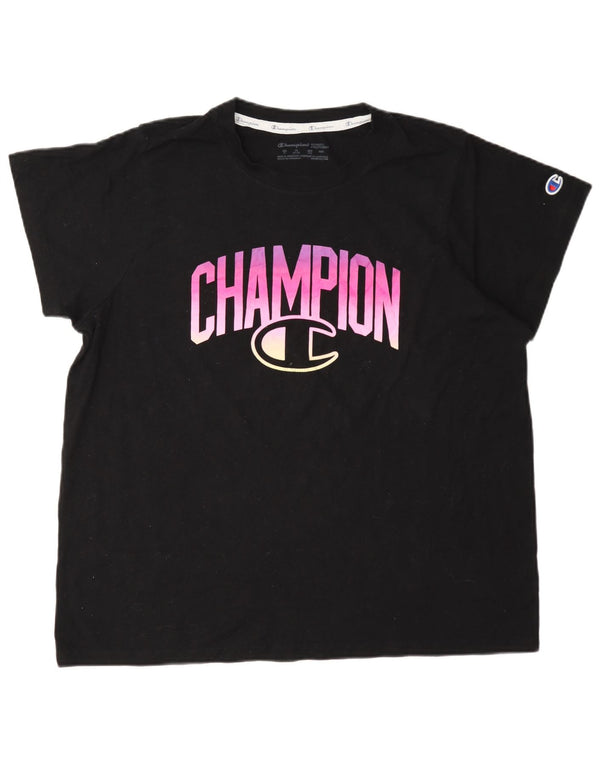 Champion ženska majica kratkih rukava s grafičkim motivima UK 18 XL crni pamuk
