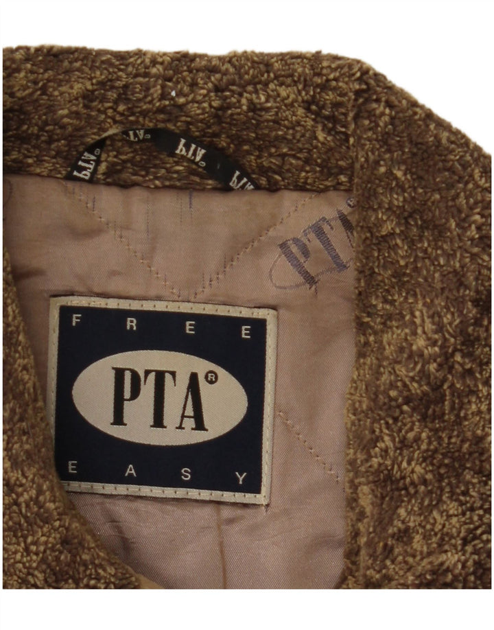 VINTAGE ženski kožni kaput s dvostrukim kopčanjem UK 6 XS smeđe boje