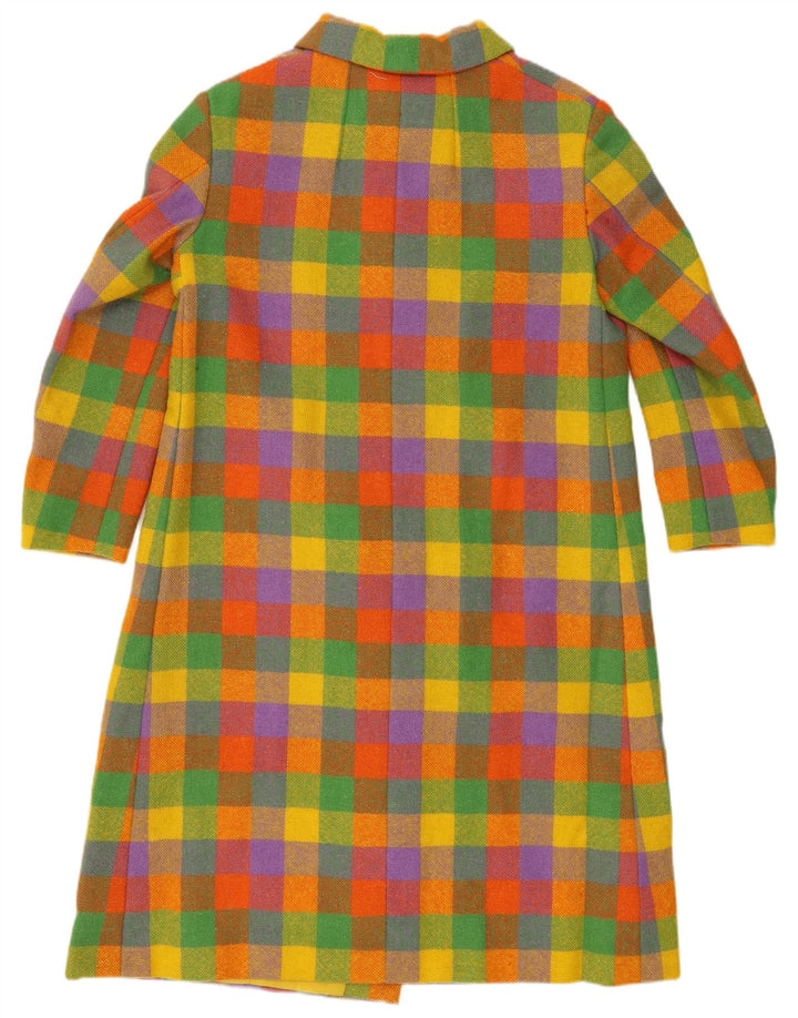 Vintage ženski kaput s dvostrukim kopčanjem UK 14 Srednji višebojni gingham