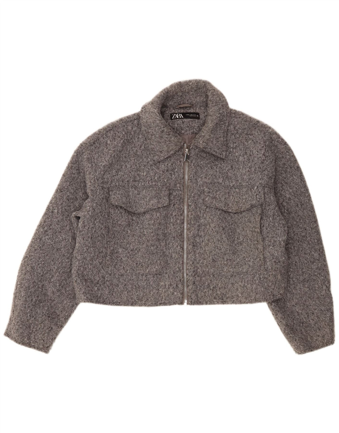 Zara ženska bomber jakna UK 20 2XL sivi poliester