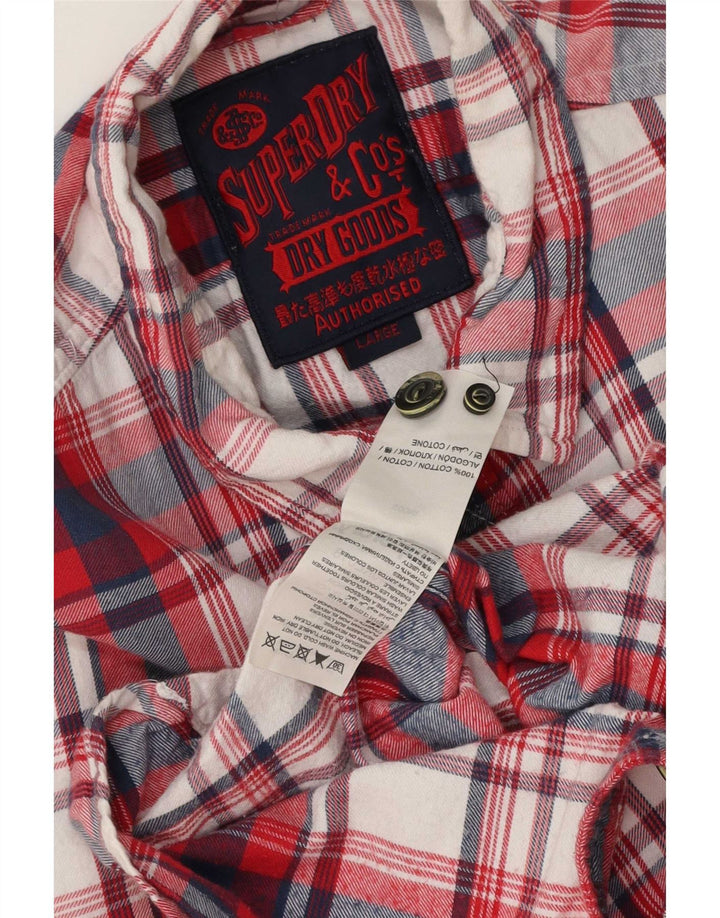 Superdry muška flanelska košulja, veliki crveni karirani pamuk
