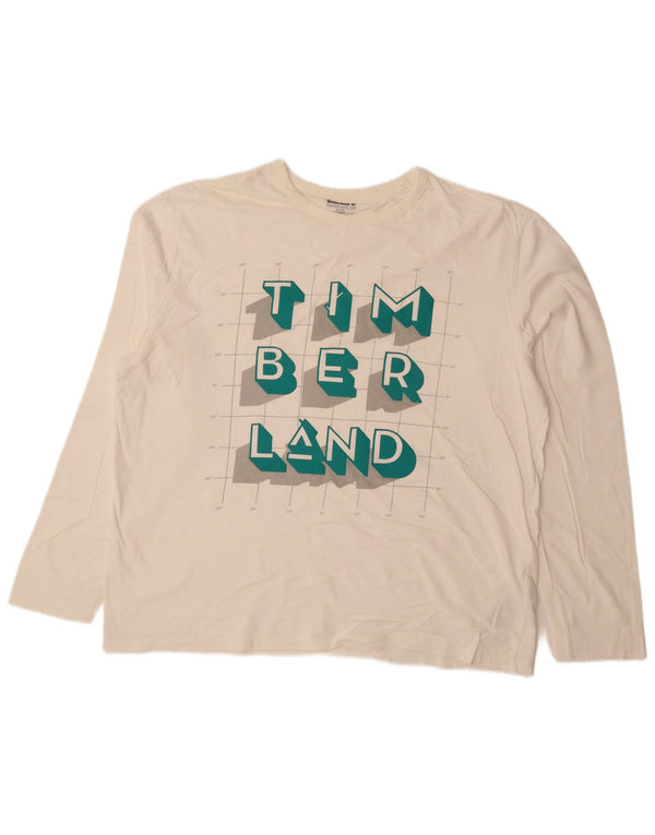 TIMBERLAND Muška majica dugih rukava s grafikama XL od bijelog pamuka