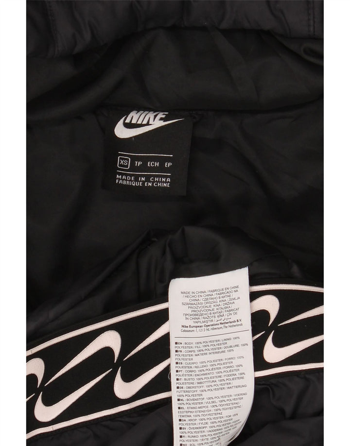 Ženska podstavljena jakna s kapuljačom Nike UK 6 XS, crni poliester