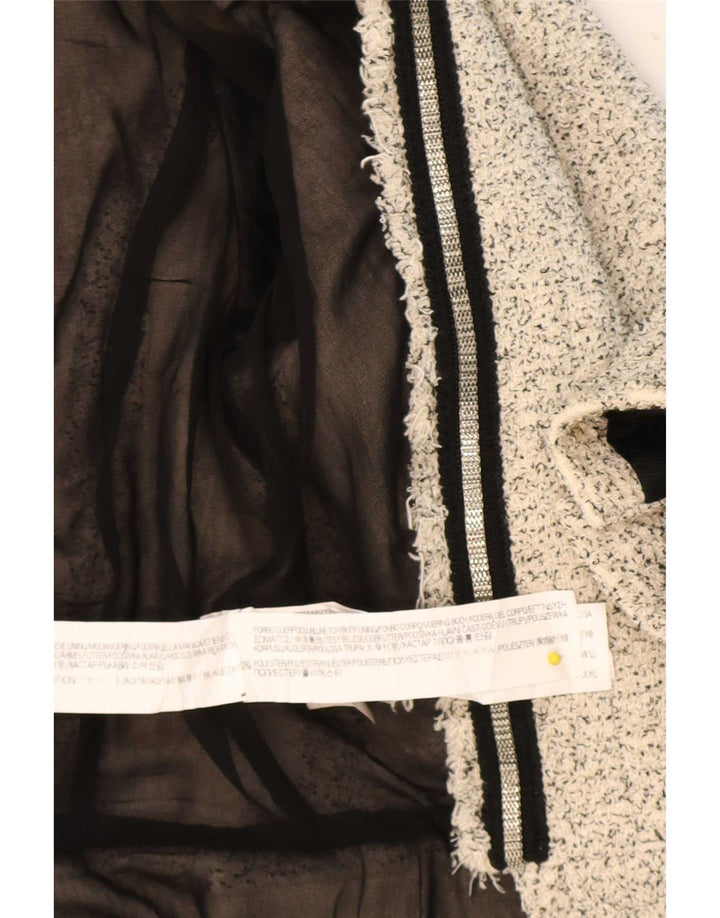 Zara ženska prevelika jakna s otvorenim sakoom UK 10 Small Beige Flected