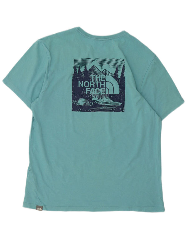 Velika tirkizna pamučna muška majica s grafičkim motivima The North Face