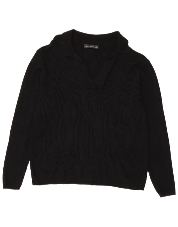 Marks & Spencer ženski pulover s polo ovratnikom UK 18 XL crna viskoza