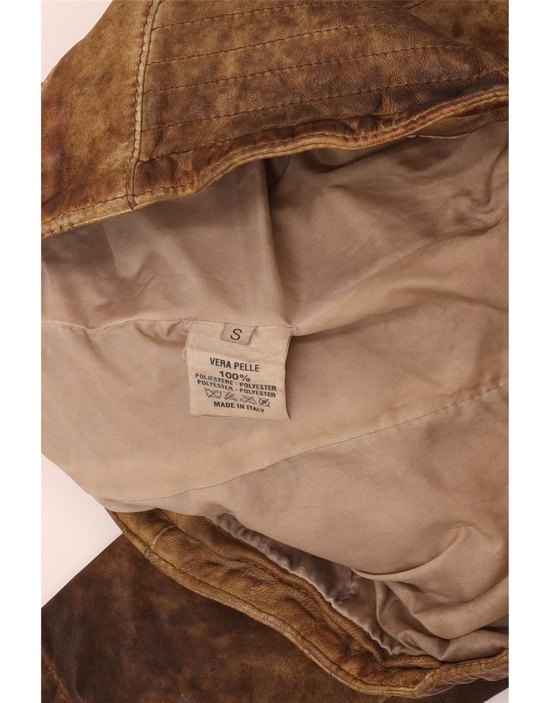 Vintage ženska crop kožna jakna UK 10 Mala bež koža
