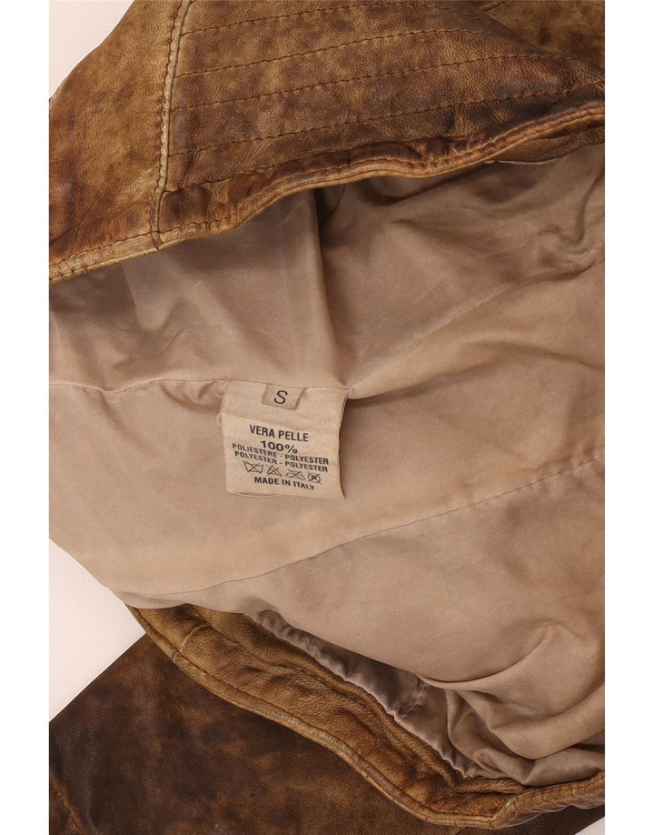 Vintage ženska crop kožna jakna UK 10 Mala bež koža