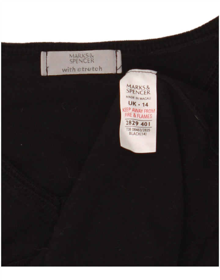 Marks & Spencer ženski kratki džemper s V-izrezom UK 14 srednje crna