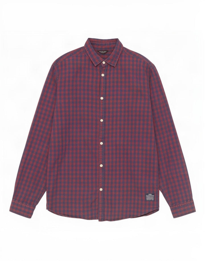Jack & Jones muška košulja srednje crvene boje od gingham pamuka