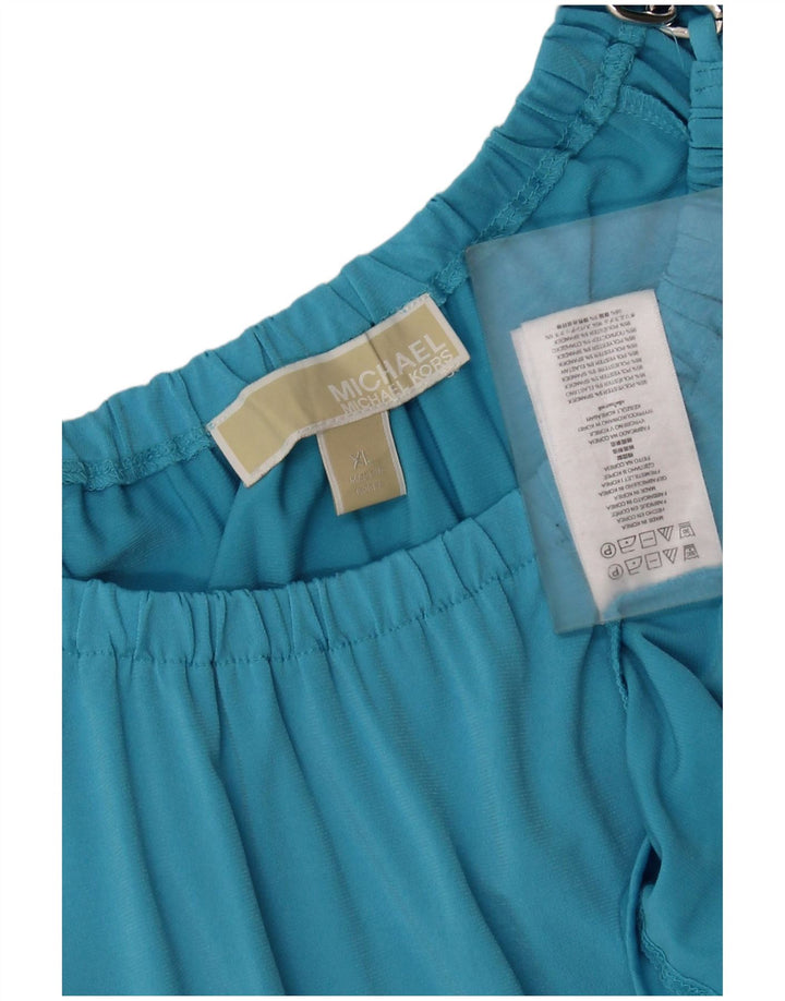 MICHAEL KORS Ženski gornji dio bluze dugih rukava UK 18 XL plavi poliester