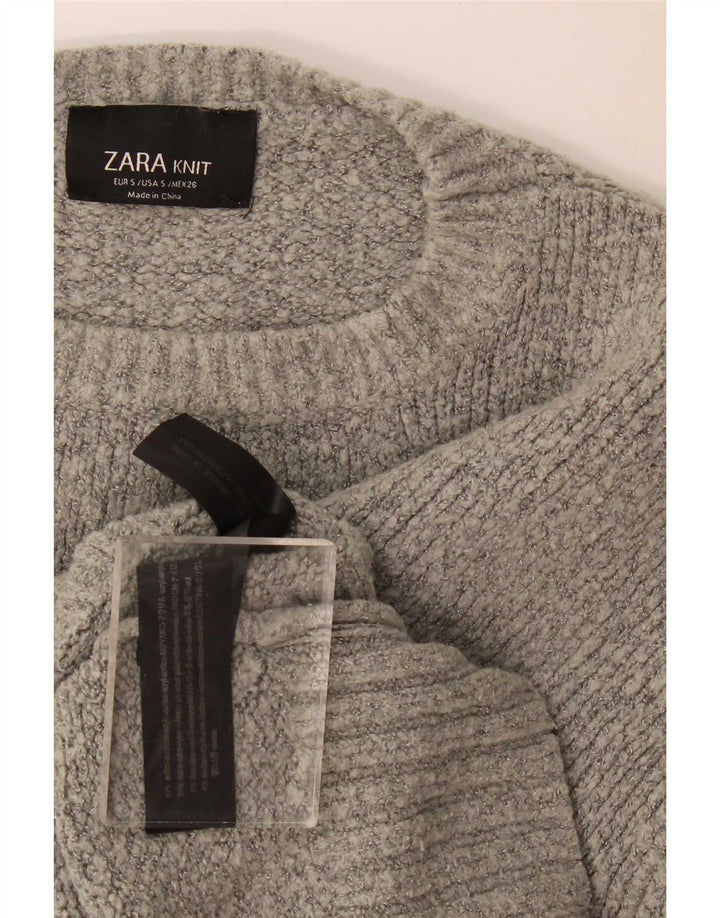 Zara ženski pulover s okruglim izrezom UK 10 Small Grey Flected