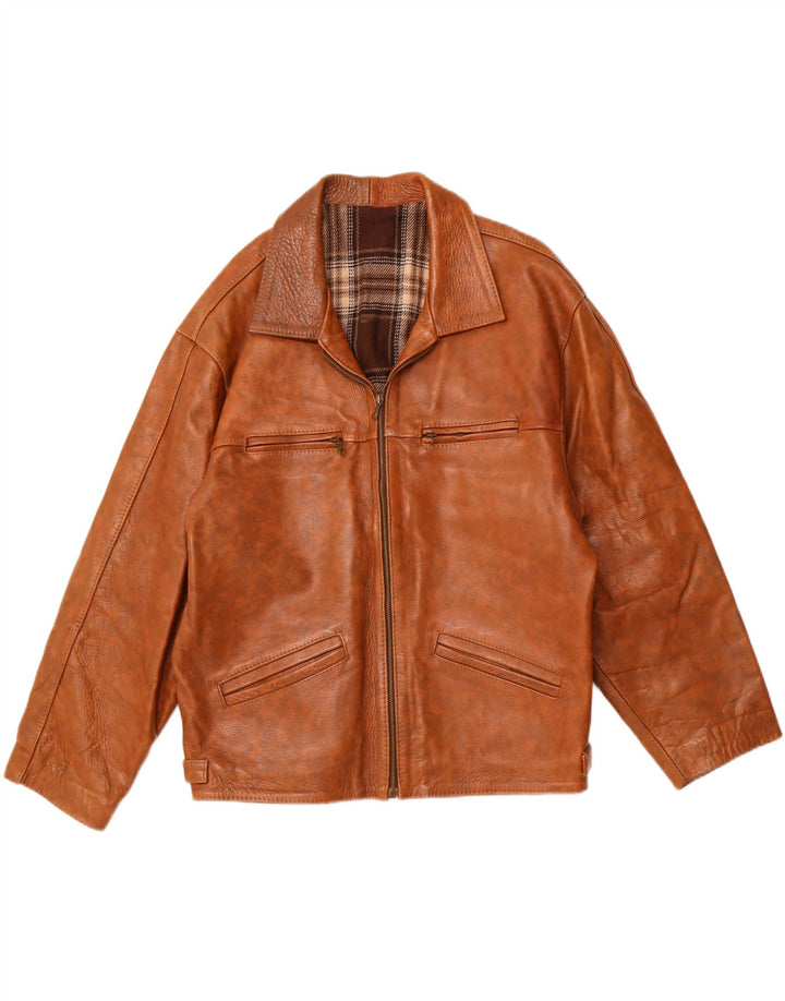 Vintage ženska kožna jakna UK 18 XL smeđa flekasta koža