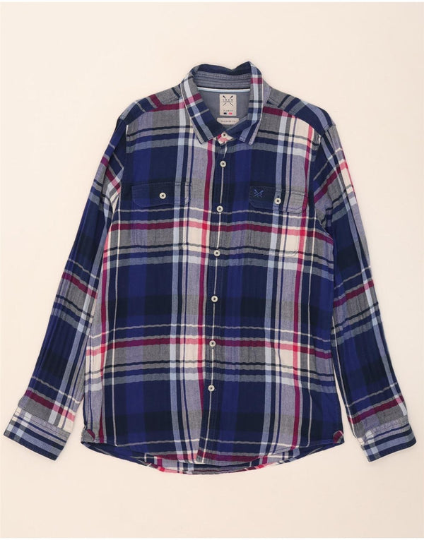 Crew Clothing Muška krojena flanelska košulja XL plavi karirani pamuk