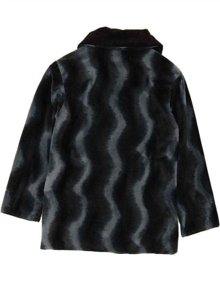 THOMAS MARSHALL Womens Oversized Overcoat UK 10 Small Black Striped Vintage Thomas Marshall and Second-Hand Thomas Marshall from Messina Hembry 