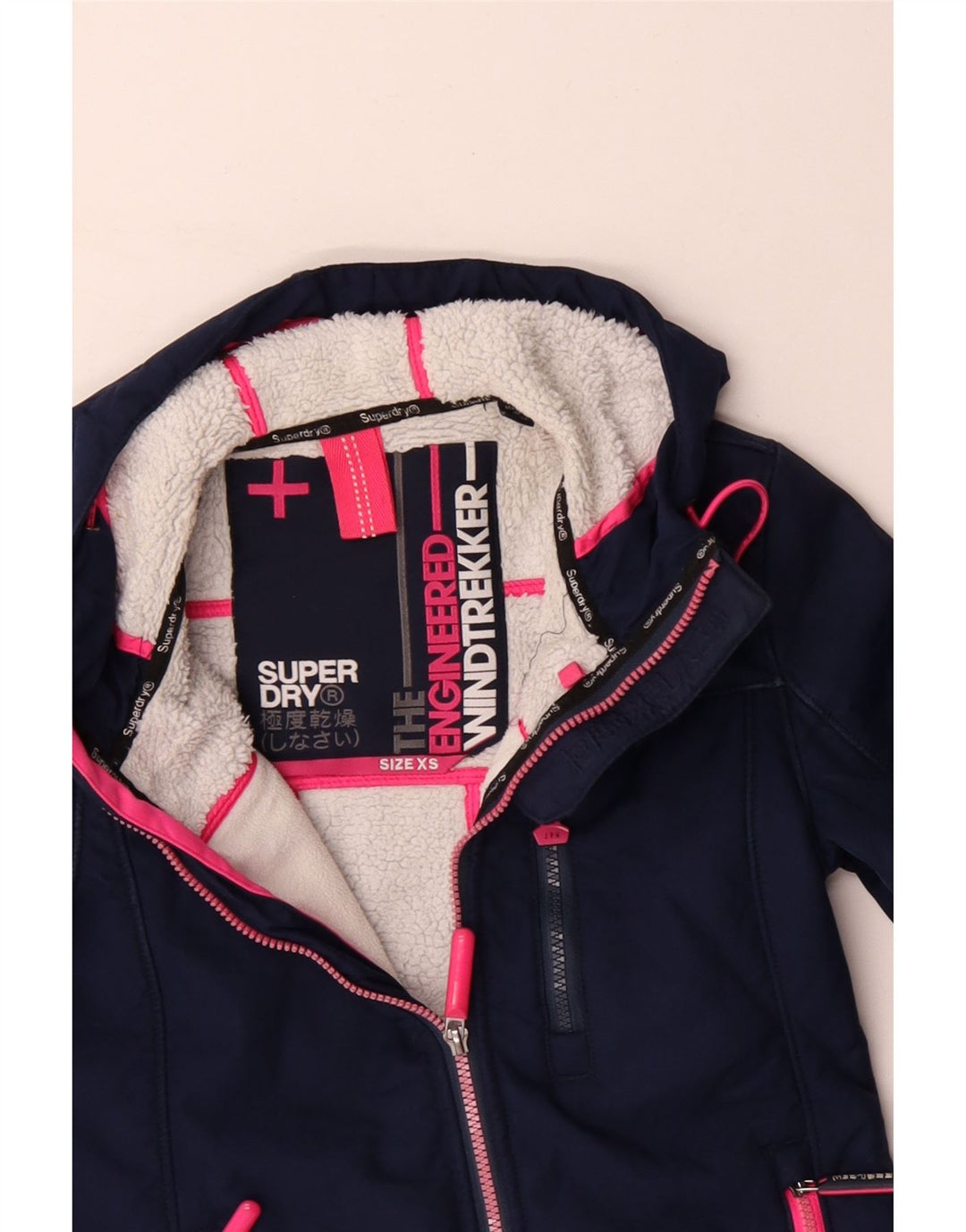 Superdry ženska jakna vjetrovka s kapuljačom UK 6 XS tamnoplava poliester