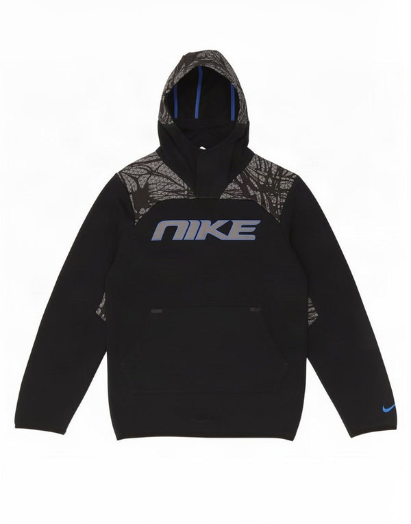 Nike Boys Graphic Hoodie Džemper 12-13 Years Large Black Geometric