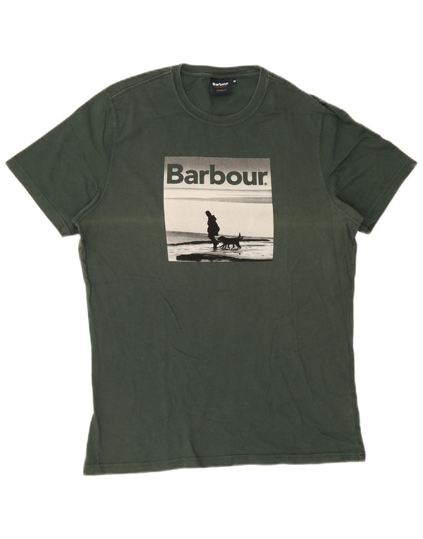 Barbour Mens Tailored Fit Graphic T-Shirt Top Medium Green Cotton