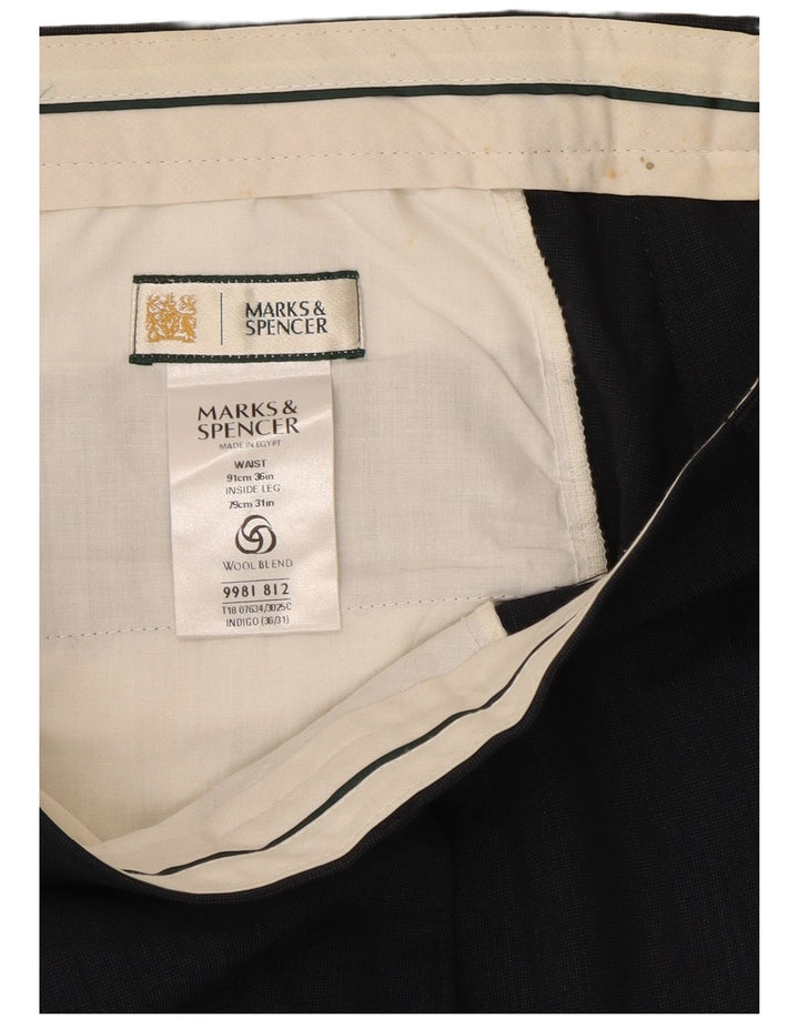 Marks & Spencer muške hlače s štipaljkama W36 L31 tamnoplavi poliester