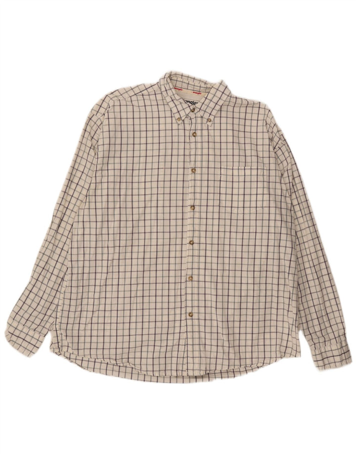 WRANGLER Mens Shirt XL Off White Check Cotton