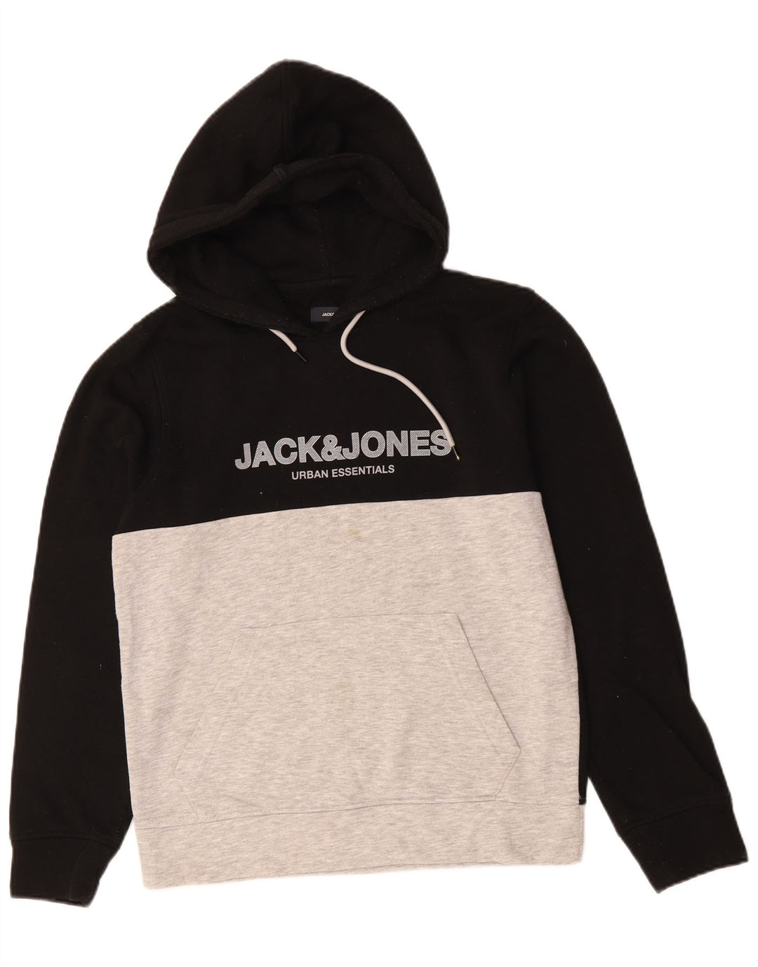 JACK & JONES Muška majica s kapuljačom s grafičkim motivima, mali crni pamuk u blokovima boja