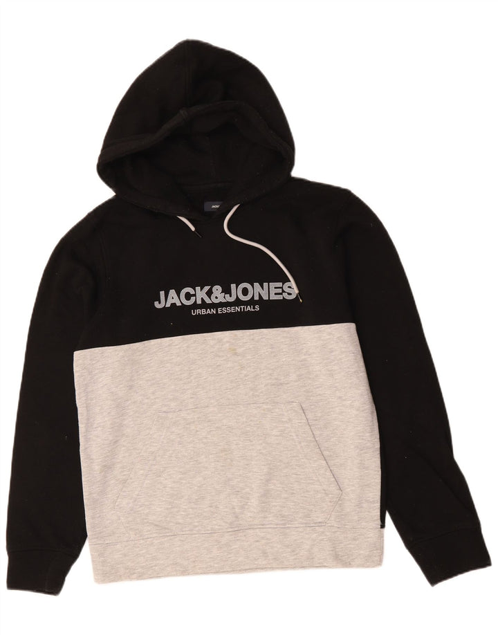JACK & JONES Muška majica s kapuljačom s grafičkim motivima, mali crni pamuk u blokovima boja