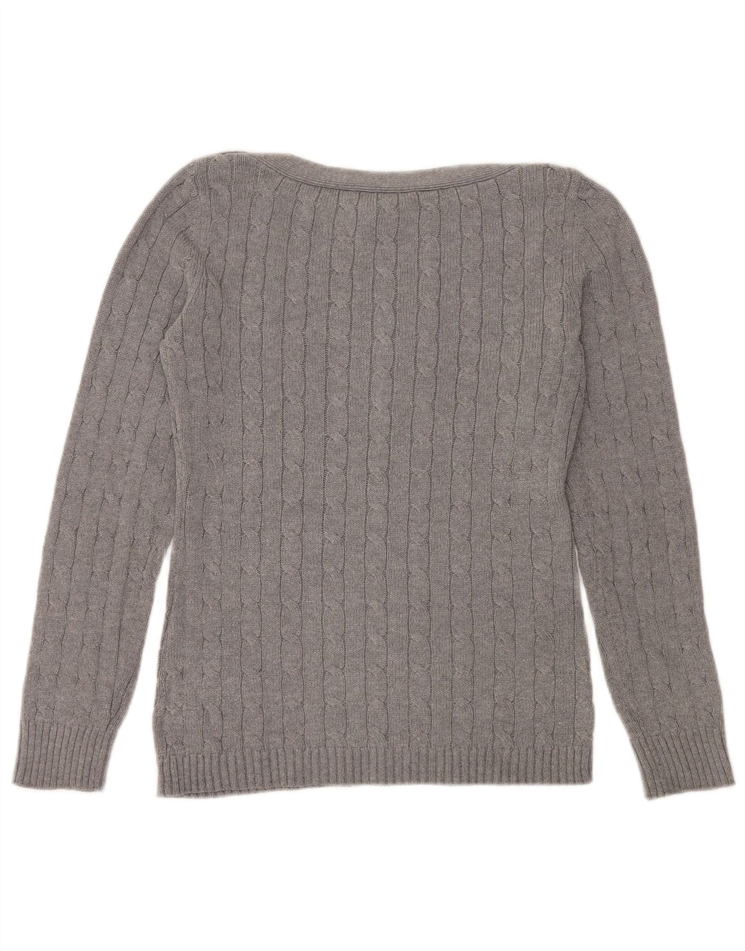 RALPH LAUREN Ženski džemper s morskim izrezom UK 14 Srednje sivi pamuk