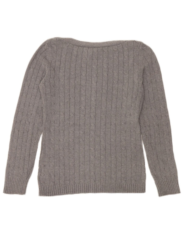 RALPH LAUREN Ženski džemper s morskim izrezom UK 14 Srednje sivi pamuk