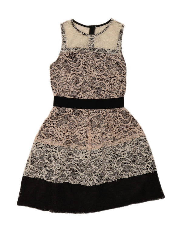 Vintage ženska haljina s plaštom od čipke UK 8 Mala bijela cvjetna