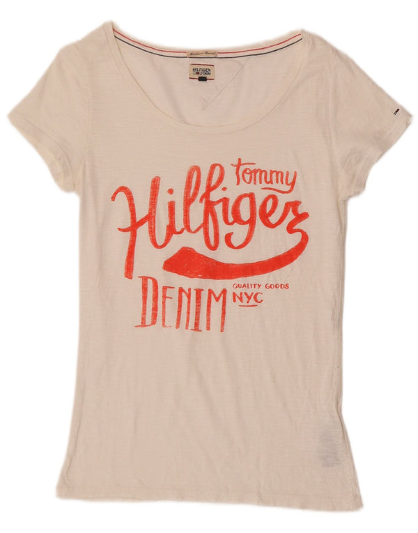 Tommy Hilfiger Ženska majica kratkih rukava s grafičkim motivima UK 8 Mali bijeli pamuk