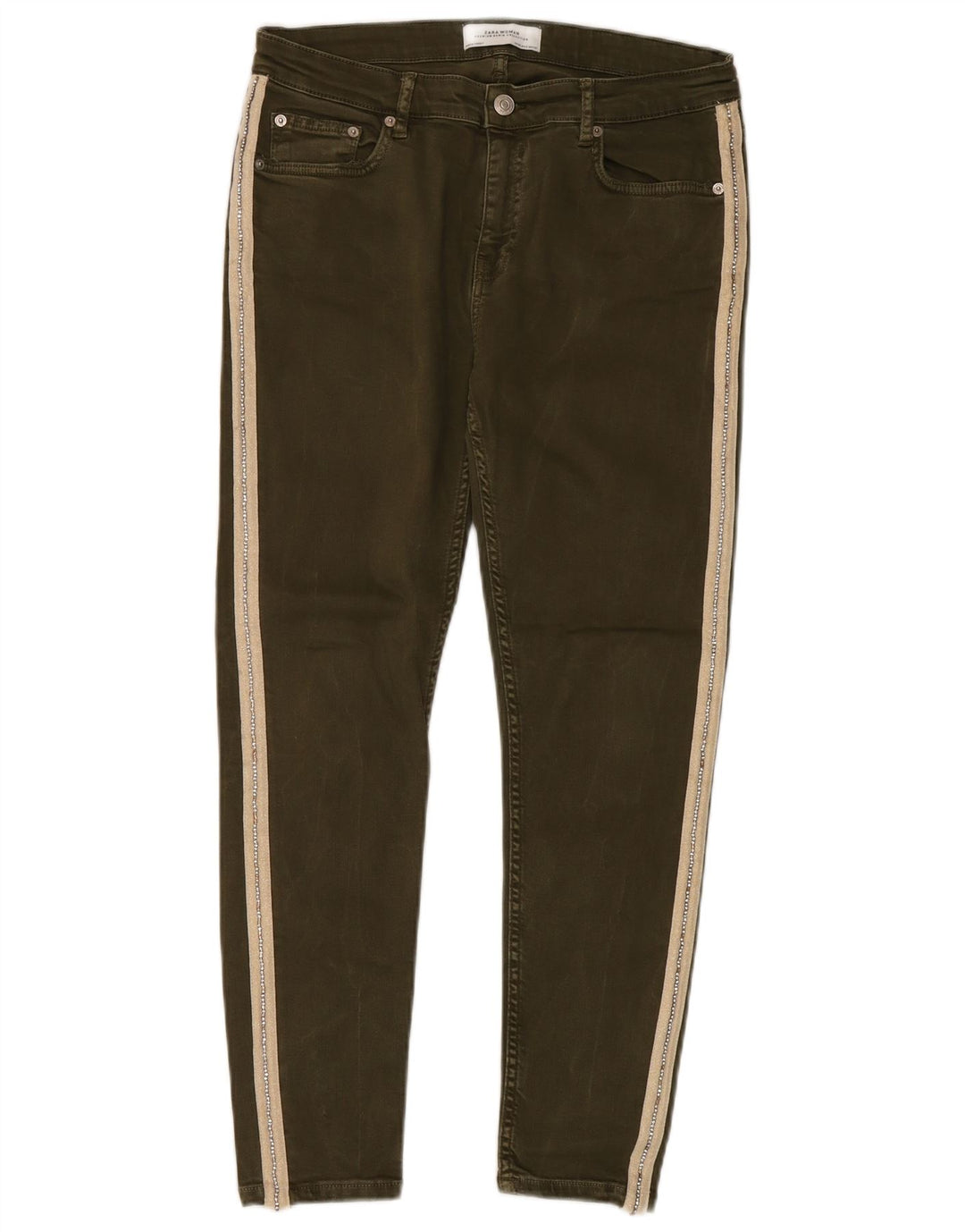 Ženske uske traperice Zara EU 40 Srednje W30 L27 Khaki Colourblock