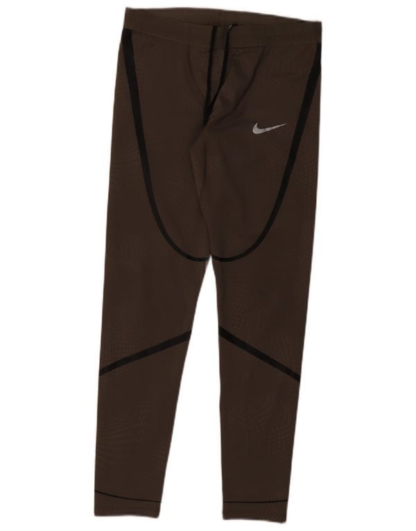 Nike Ženske Dri Fit Leggings UK 12 Srednje smeđi prugasti poliester