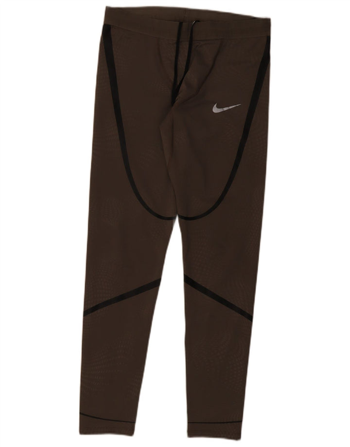 Nike Ženske Dri Fit Leggings UK 12 Srednje smeđi prugasti poliester