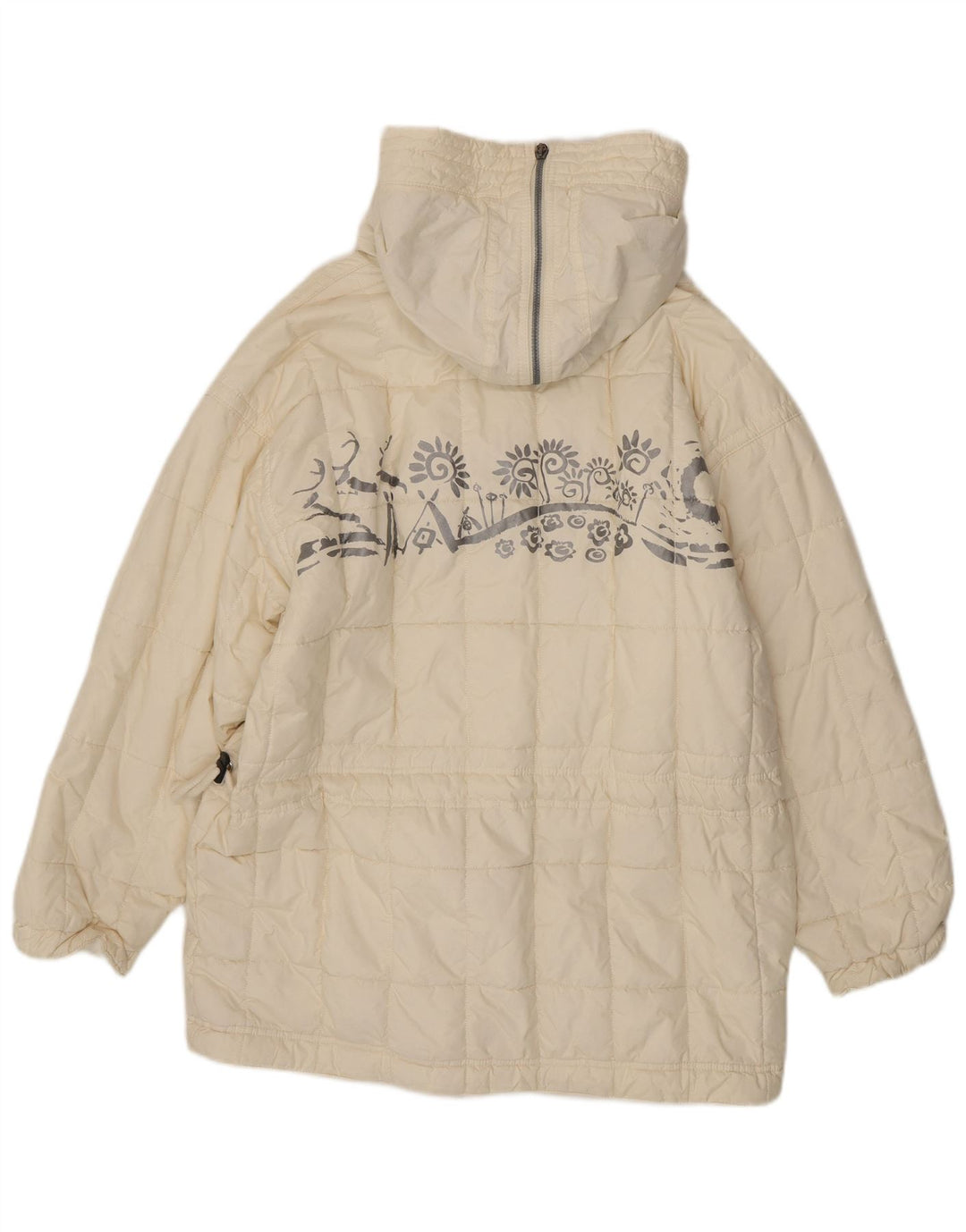 Vintage ženski preveliki podstavljeni kaput UK 10 Mali bijeli poliester u boji paisleya