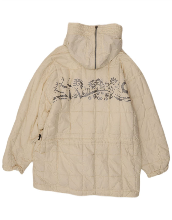 Vintage ženski preveliki podstavljeni kaput UK 10 Mali bijeli poliester u boji paisleya