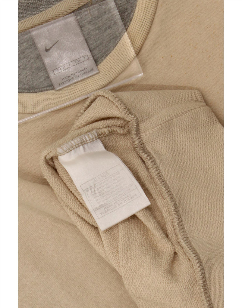 NIKE Womens Oversized Sweatshirt Jumper US 4/6 Small Beige Cotton Vintage Nike and Second-Hand Nike from Messina Hembry 