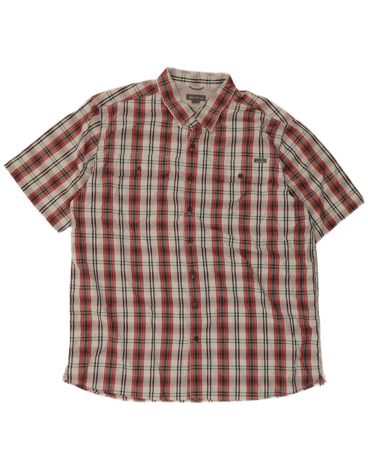 Eddie Bauer muška majica kratkih rukava XL crveni karirani poliester