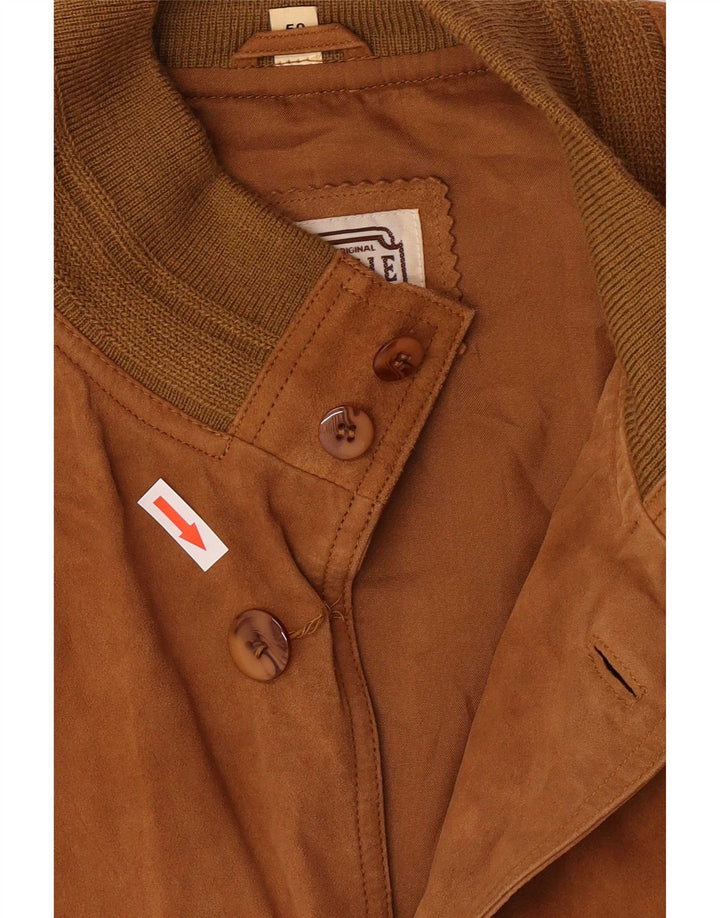 Vintage muška bomber jakna od brušene kože IT 50 velika retro smeđa koža