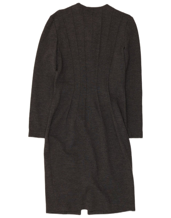 GAI MATTIOLO Womens Long Sleeve Bodycon Dress UK 16 Large Grey Virgin Wool