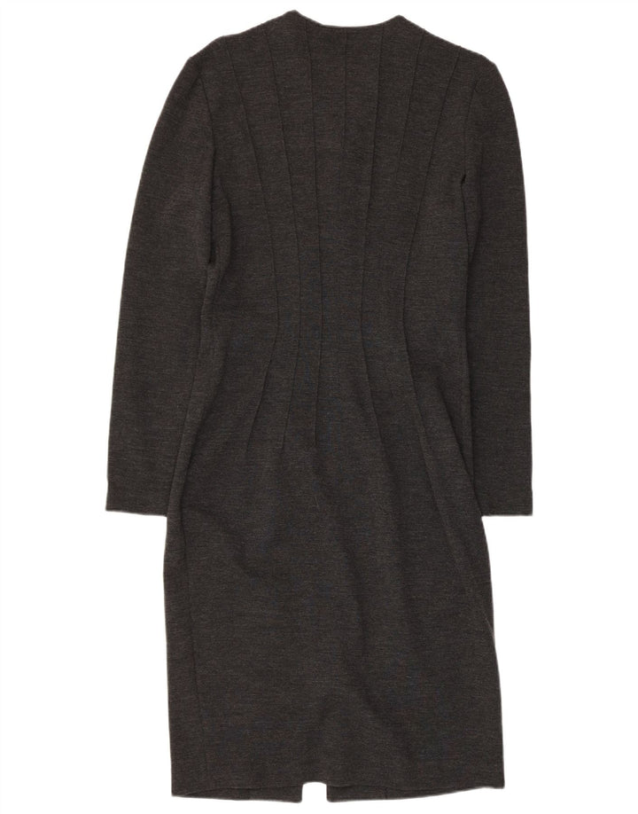 GAI MATTIOLO Womens Long Sleeve Bodycon Dress UK 16 Large Grey Virgin Wool