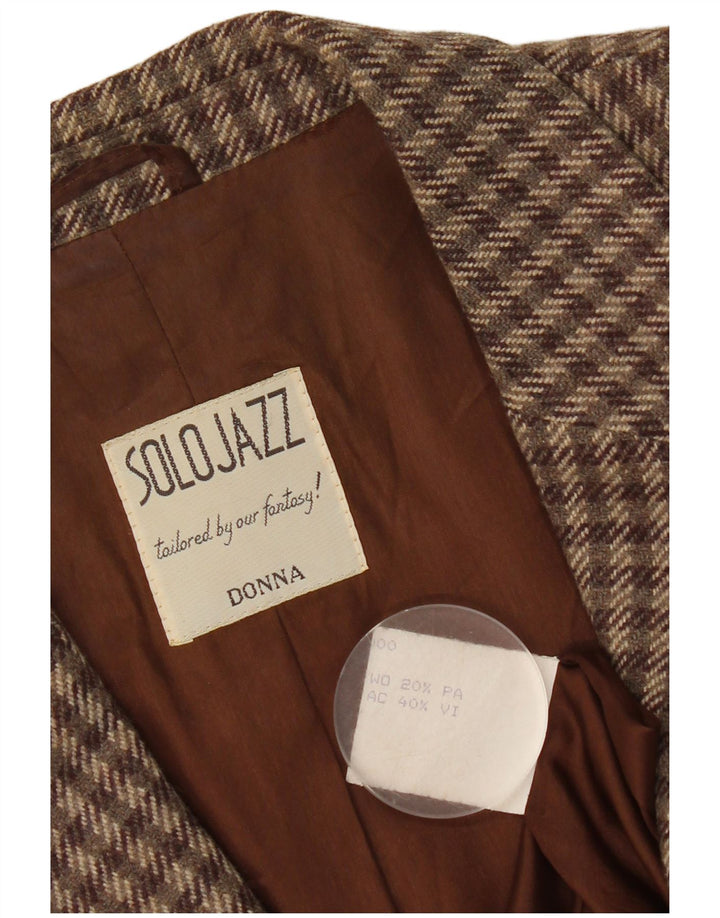 Vintage ženski sako sa 2 gumba IT 42 srednje smeđe vunene zube