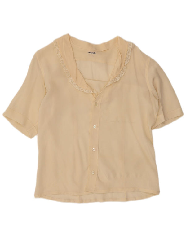 Vintage ženska košulja kratkih rukava UK 14 srednje bijele boje