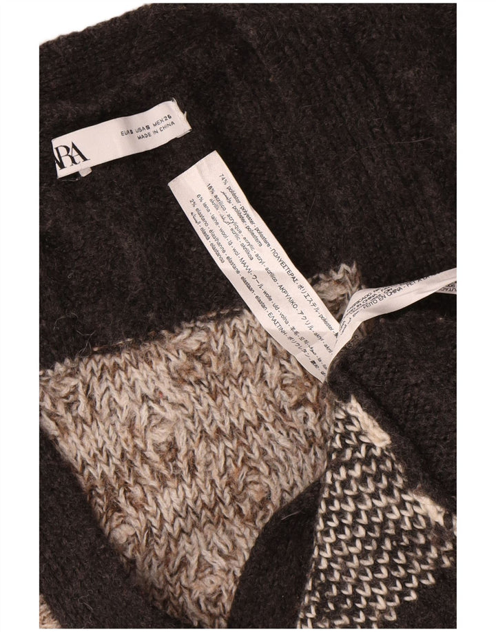 Preveliki ženski kardigan pulover Zara UK 10 Small Brown Patchwork