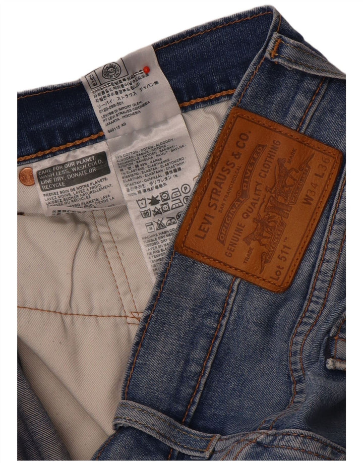 Levi's muške uske traperice s oštećenjem W34 L32 plavi pamuk