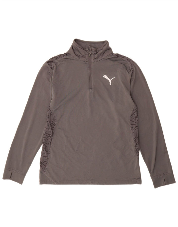 PUMA Boys Zip Neck Pulover Trenirka Top 11-12 Year Large Grey