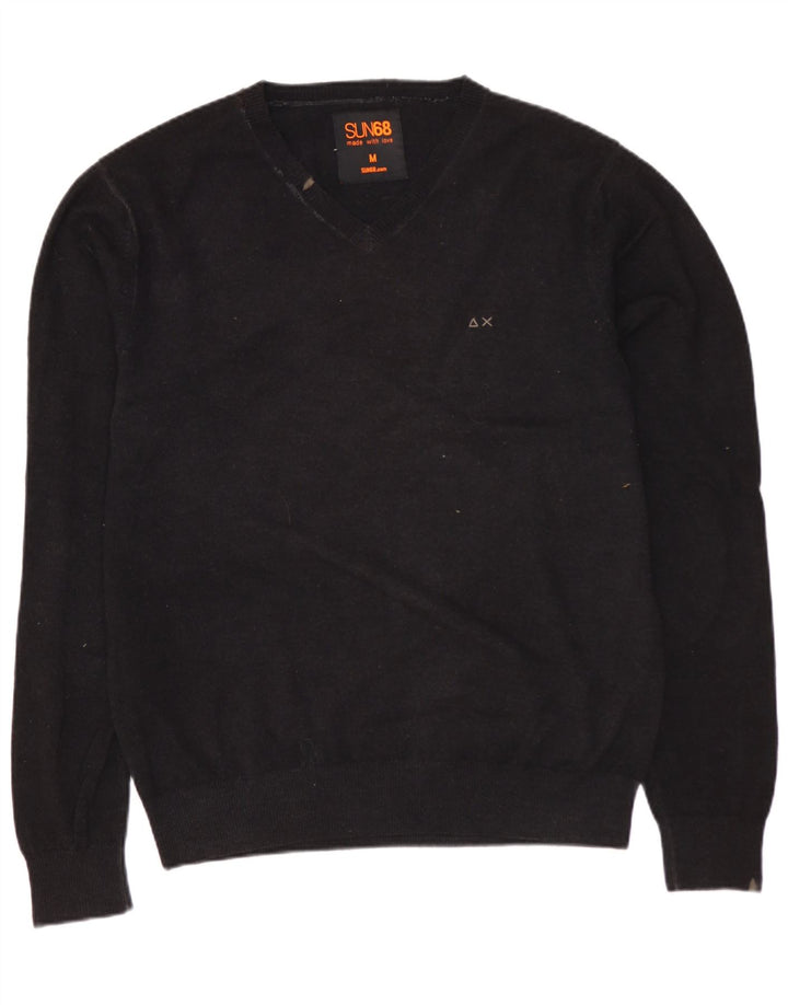 SUN68 Muški džemper s V-izrezom srednje sive vune